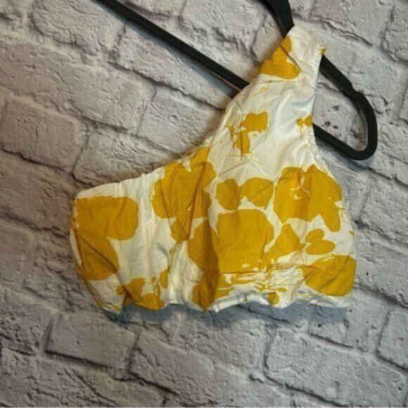 Commense yellow plumeria Two piece midi skirt and matching top Size Small New - Picture 7 of 14